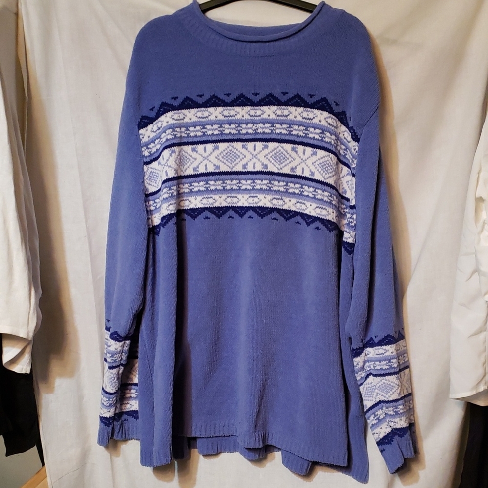 White Stag Blue and White Textured Sweater